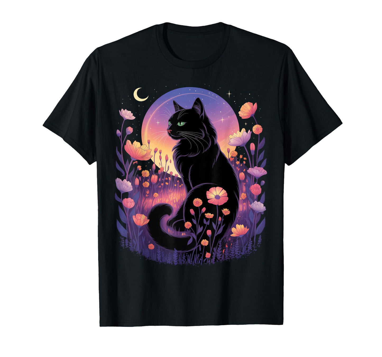 Halloween Black Cat Costume Mystical Cat Lover Womens Girls T-Shirt