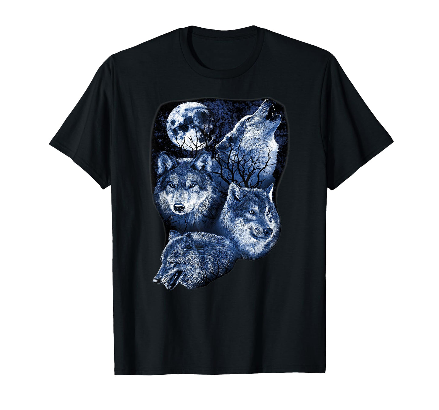 Four Wolfs Howling At The Moon Wolf Lover T-Shirt
