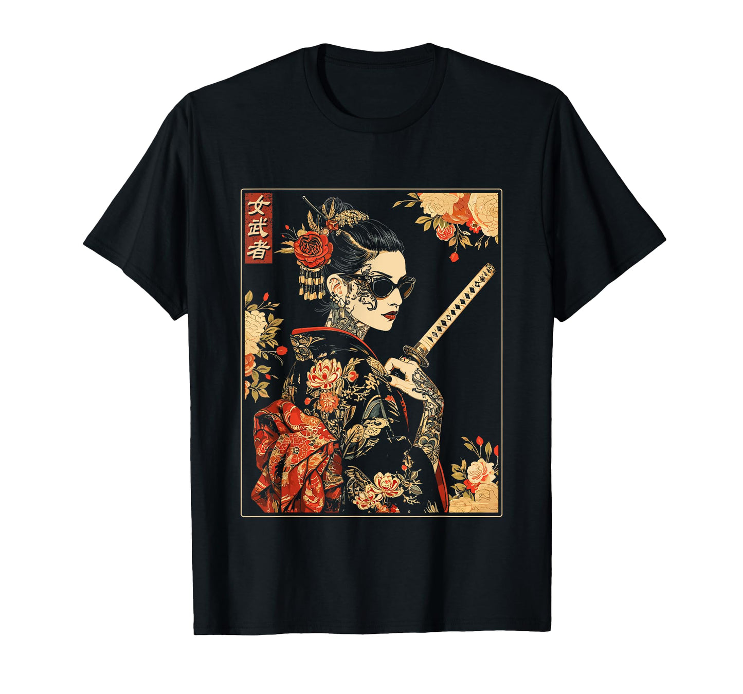 Japanese Gothic Samurai Art Woman With Katana Sword T-Shirt