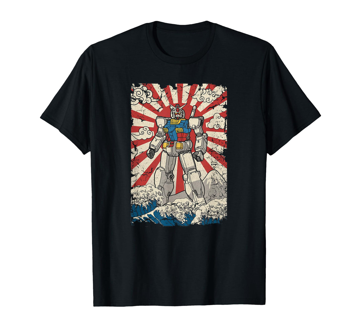 Japanese Mecha Anime Robot Kanagawa Great Wave Manga T-Shirt