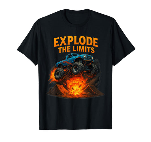 Monster Truck Shirt - Explosion Jumps Ramp Men Boys T-Shirt