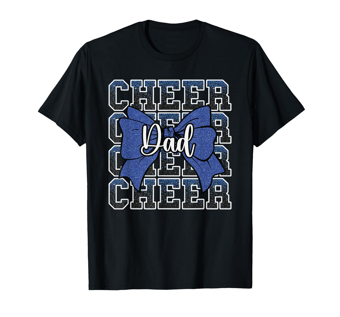 Cheer Dad Daddy Bow Sport Cheerleader Cheerleading Blue T-Shirt