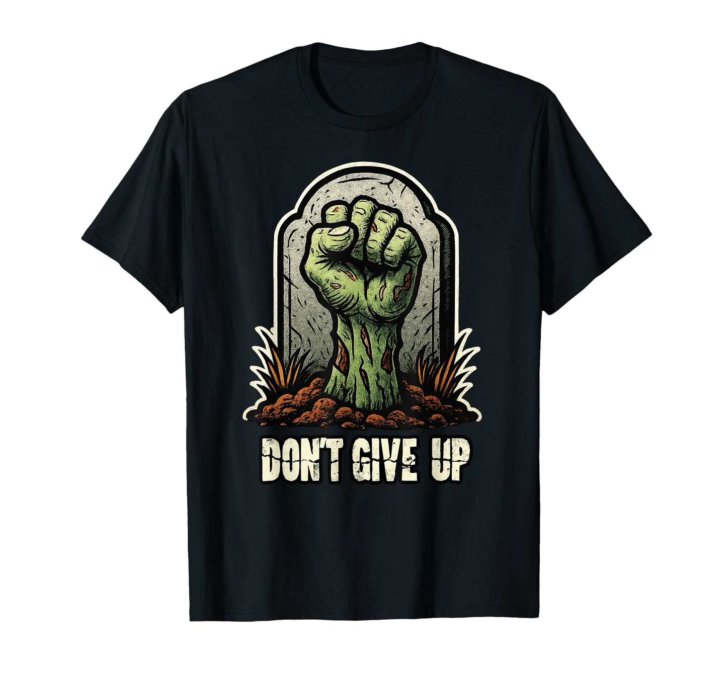 Don't Give Up Zombie Gravestone Solidarity Fist T-Shirt