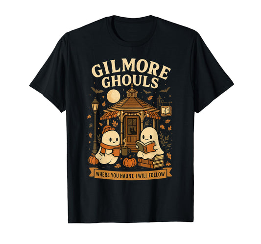 Cozy Ghouls Bookish Halloween Gazebo Scene T-Shirt