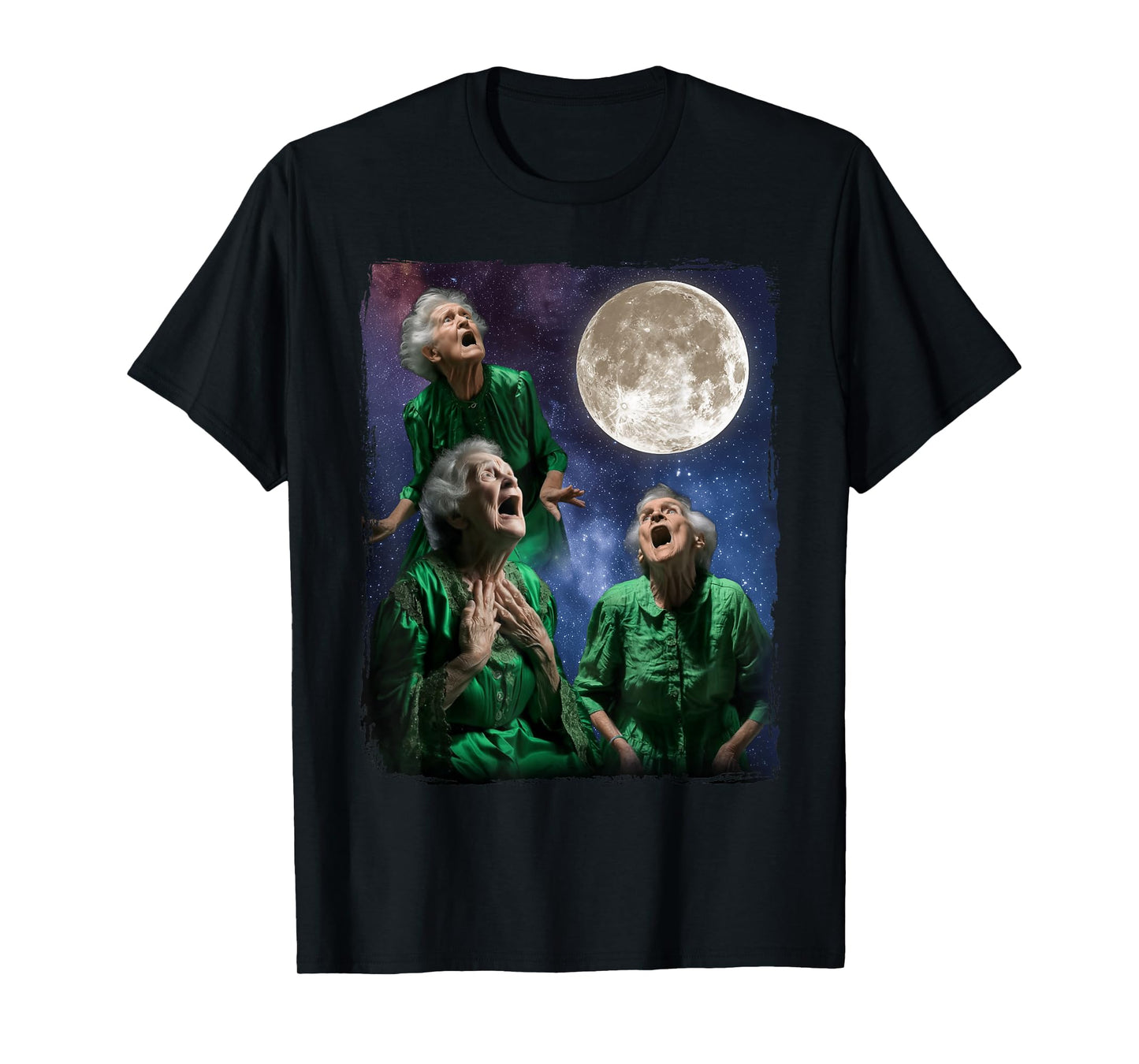 Grandma Howling At Moon Three Granny Moon T-Shirt