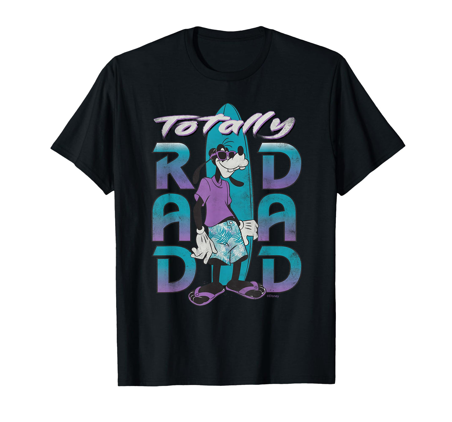 Disney Goofy Totally Rad Dad Father’s Day Surfing Distressed T-Shirt