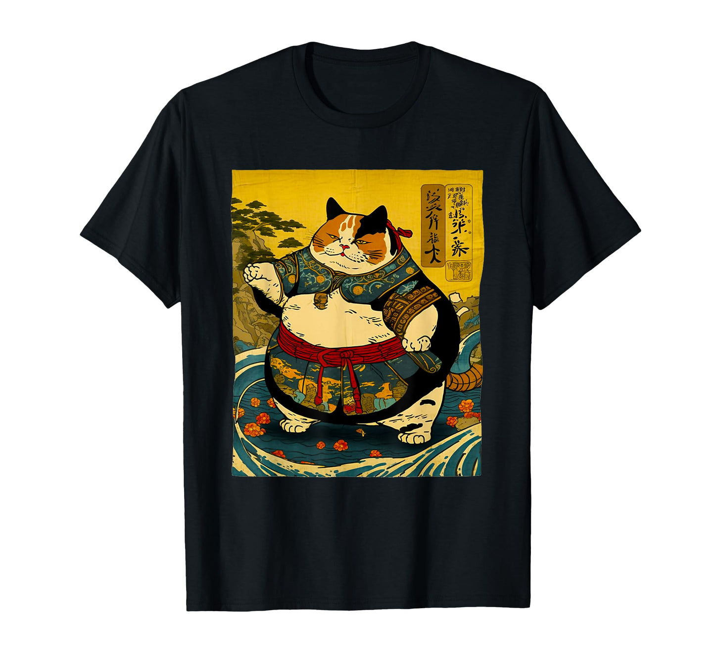 Japanese Art Cat Ninja Sumo Cat Anime Wrestler Cat Men Women T-Shirt