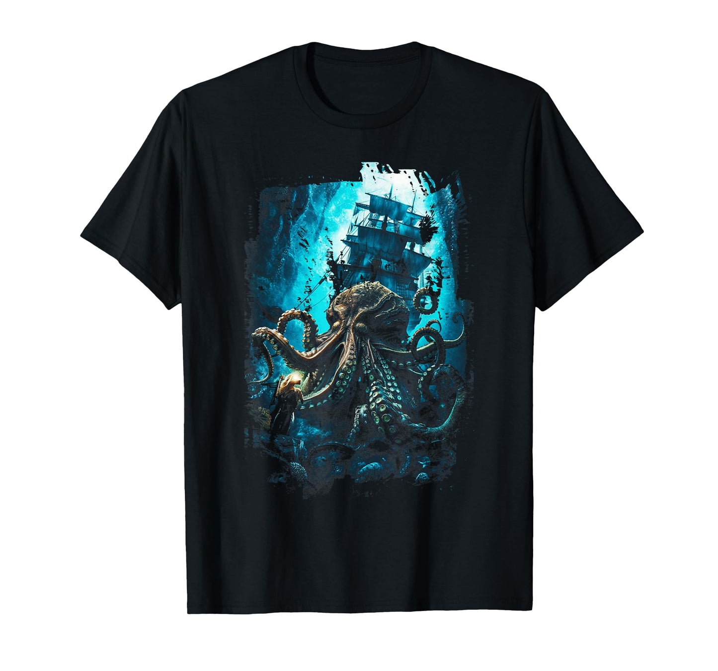 Giant Octopus Pirate Ship Vintage Kraken Sailing Squid T-Shirt