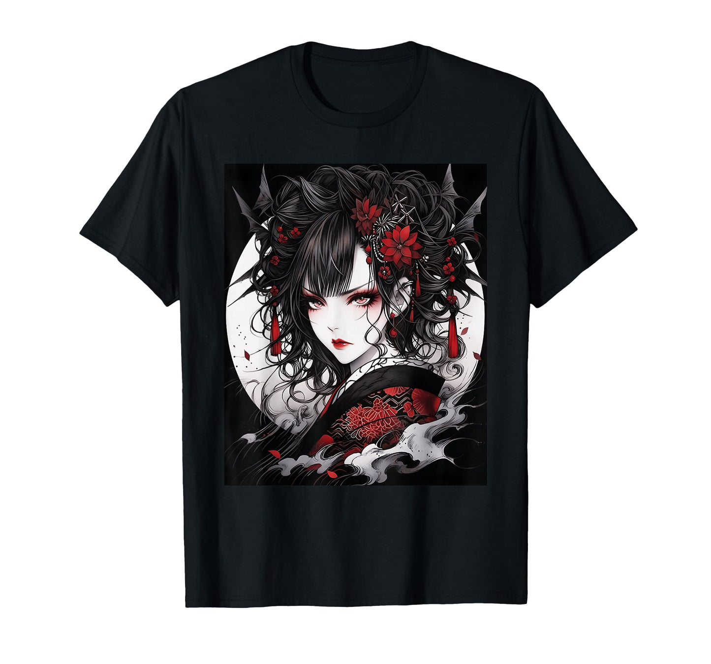 Enigmatic Enchantress: Japanese Gothic Girl Graphic Design T-Shirt