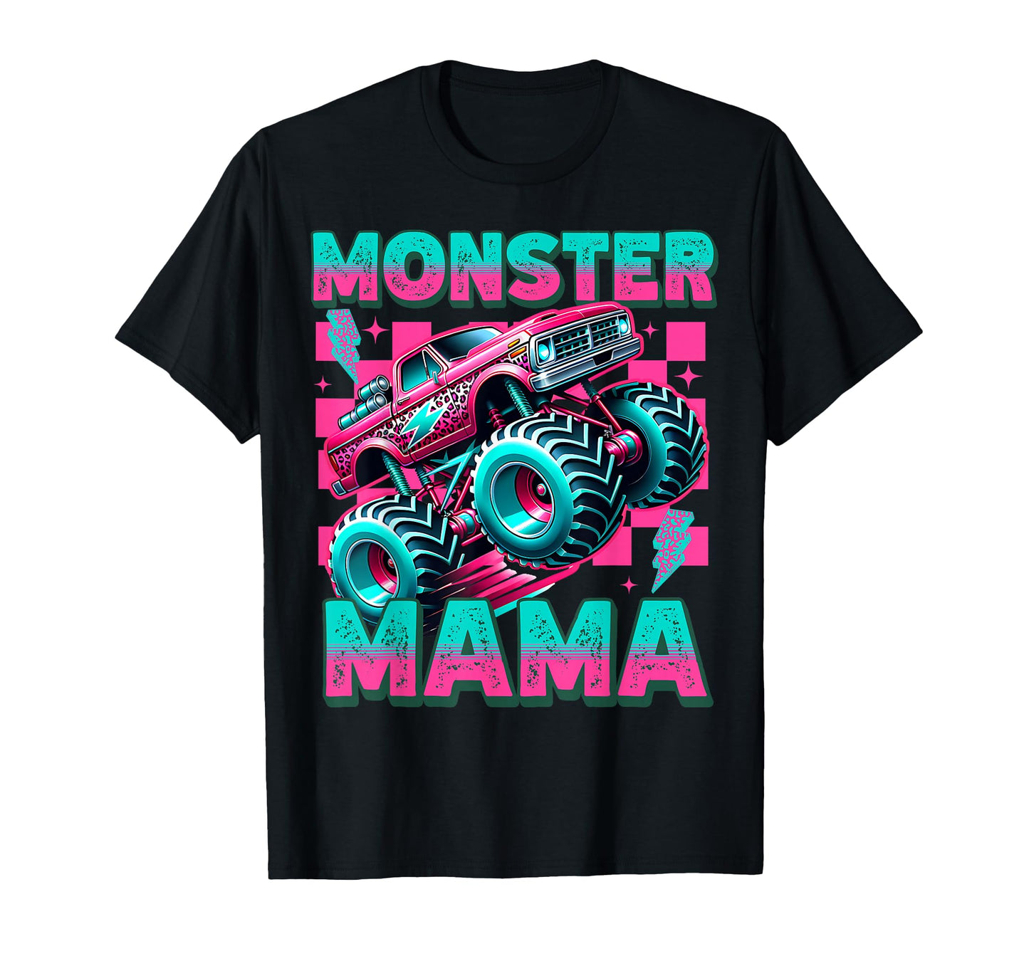 Vintage Monster Mama Retro Leopard Monster Truck Lover Mom T-Shirt
