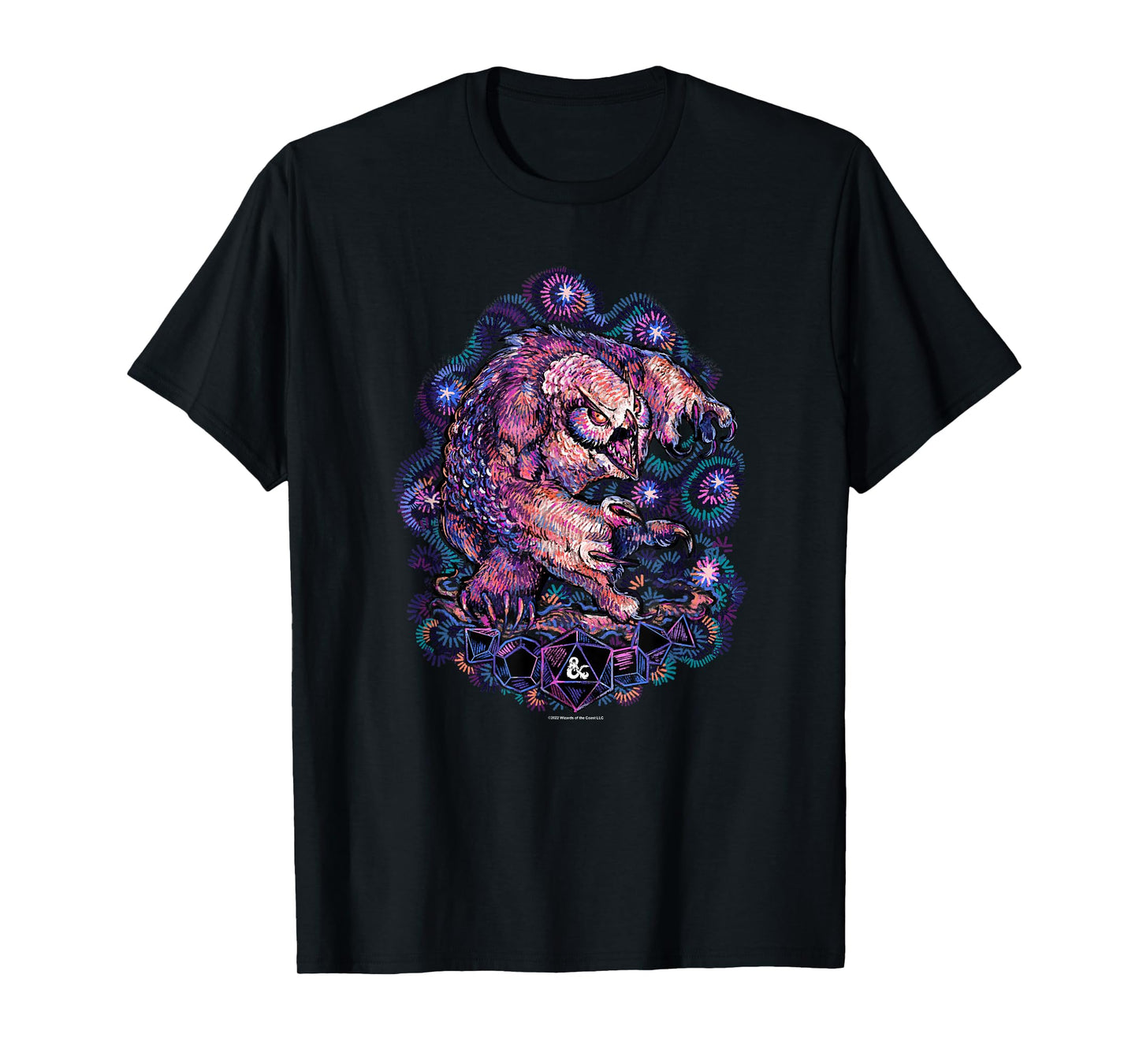 Dungeons & Dragons Starry Night Owlbear Painted Neon Logo T-Shirt