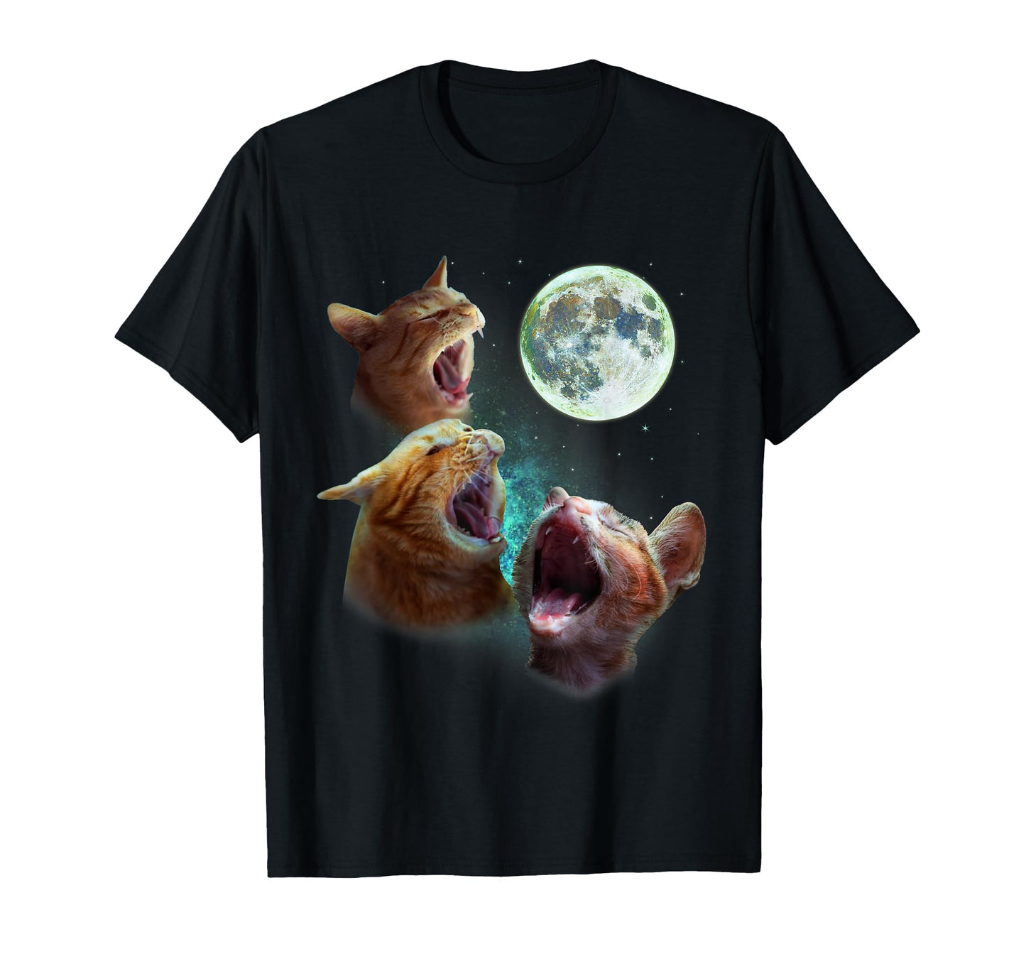 Three Orange Tabby Cats Howl At Moon 3 Wolfs - Funny Parody T-Shirt