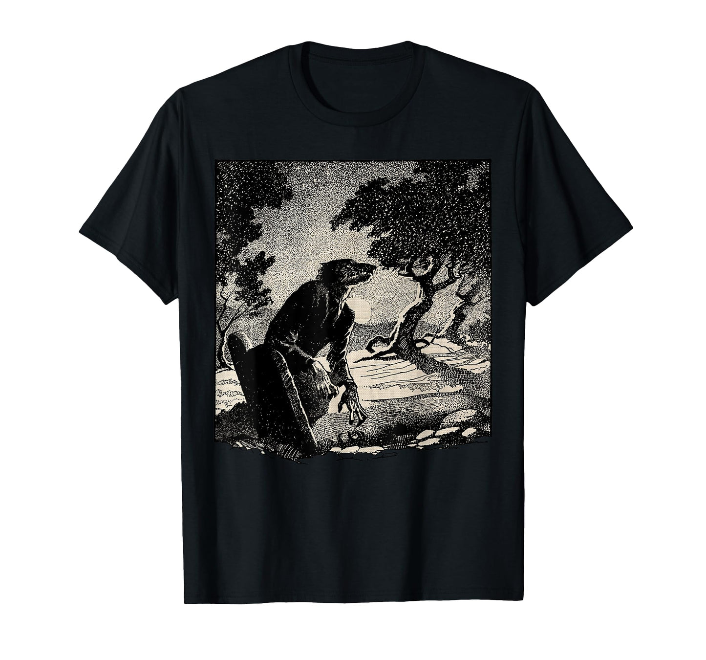 Cemetery Halloween Monster Vintage Horror Movie Werewolf T-Shirt