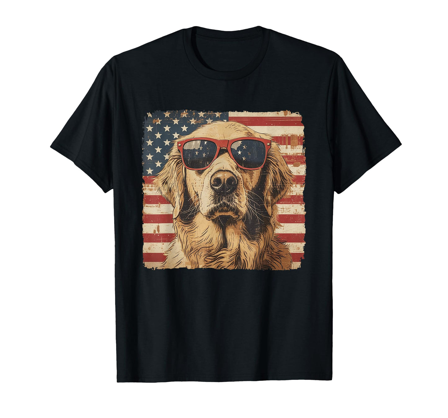 Golden Retriever Dog Patriotic Fourth of July Mens Boys Kids T-Shirt