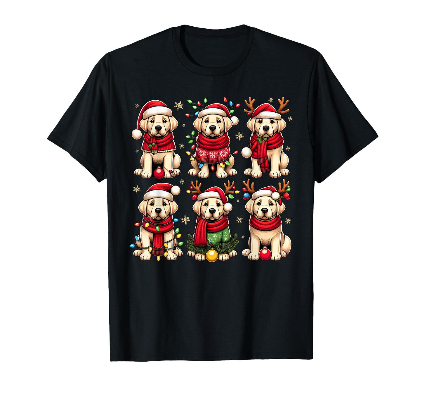 Cute Labrador Santa Christmas Lights Funny Xmas Animal Lover T-Shirt