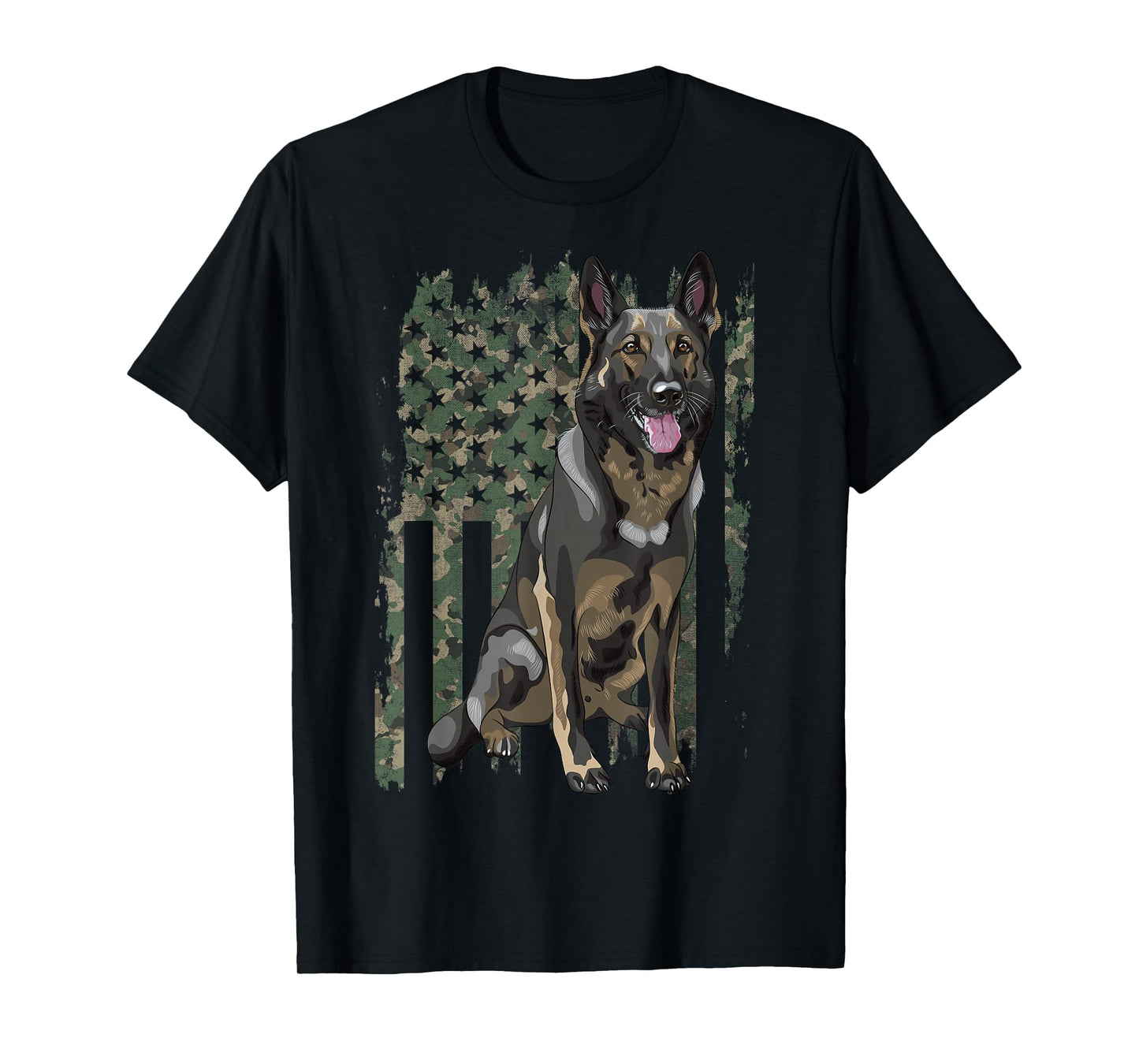 German Shepherd Shirt Patriotic Camo American Flag Dog Breed T-Shirt