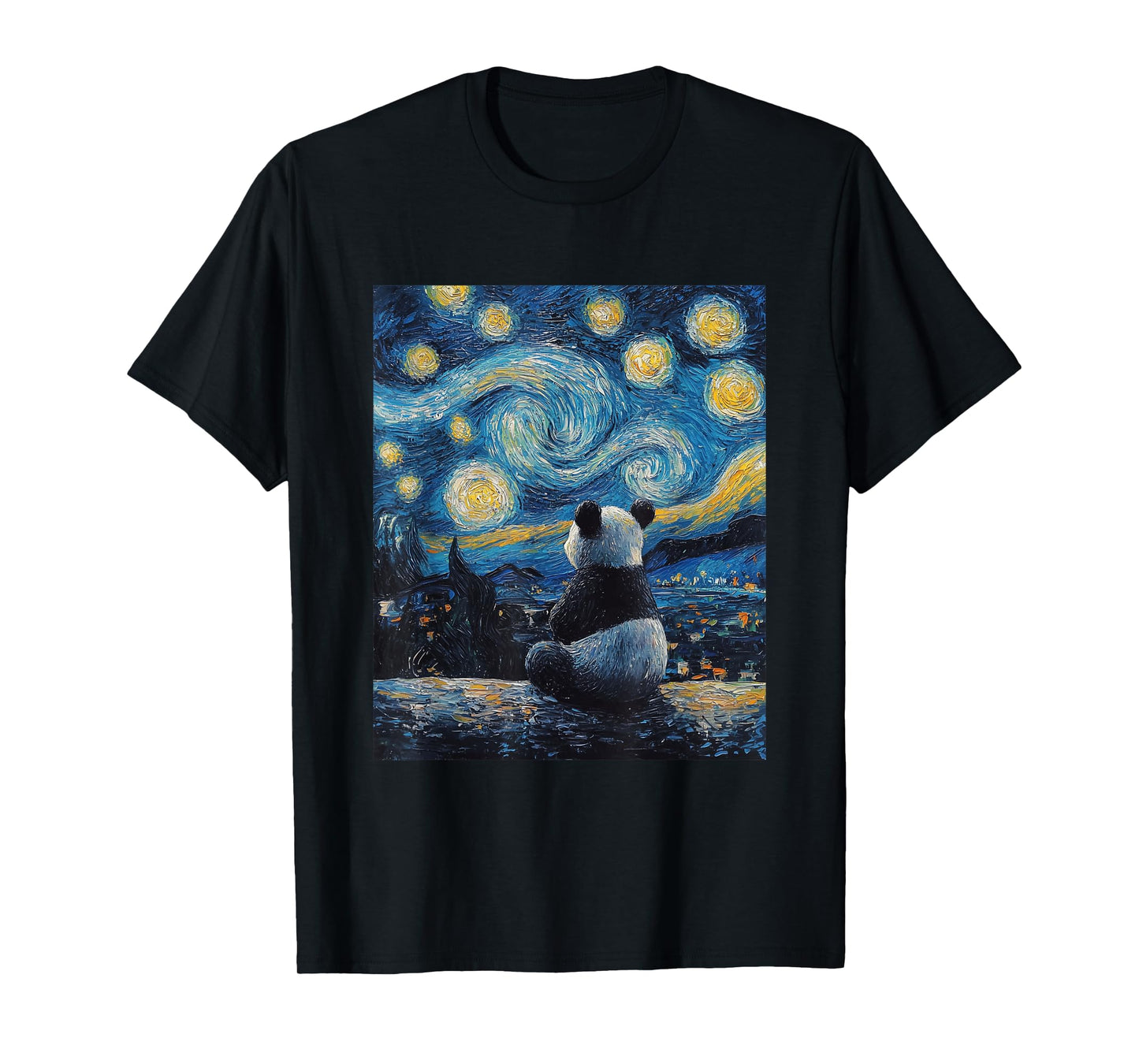 Cute Panda Bear - Van Gogh Style - Starry Night Graphic T-Shirt