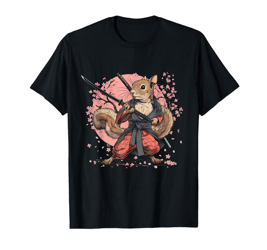 Samurai Squirrel Sakura Japanese Art Japanese Ninja Squirrel T-Shirt