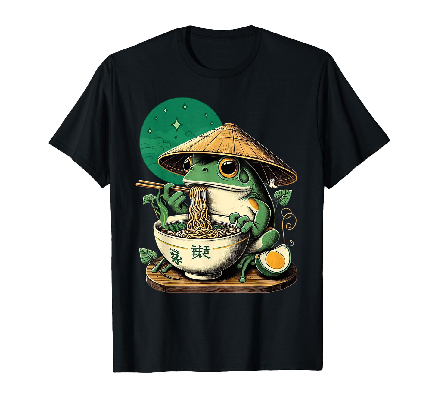 Kawaii Frog Eating Ramen Noodles Funny Anime Boys Girls Teen T-Shirt
