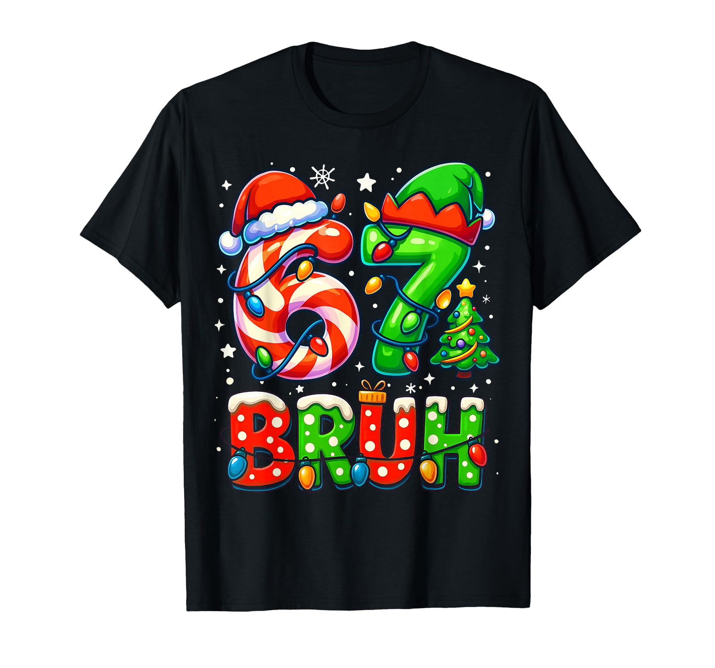 Bruh 67 Six Seven 6 7 Meme Christmas Funny Boy Girl Kids T-Shirt