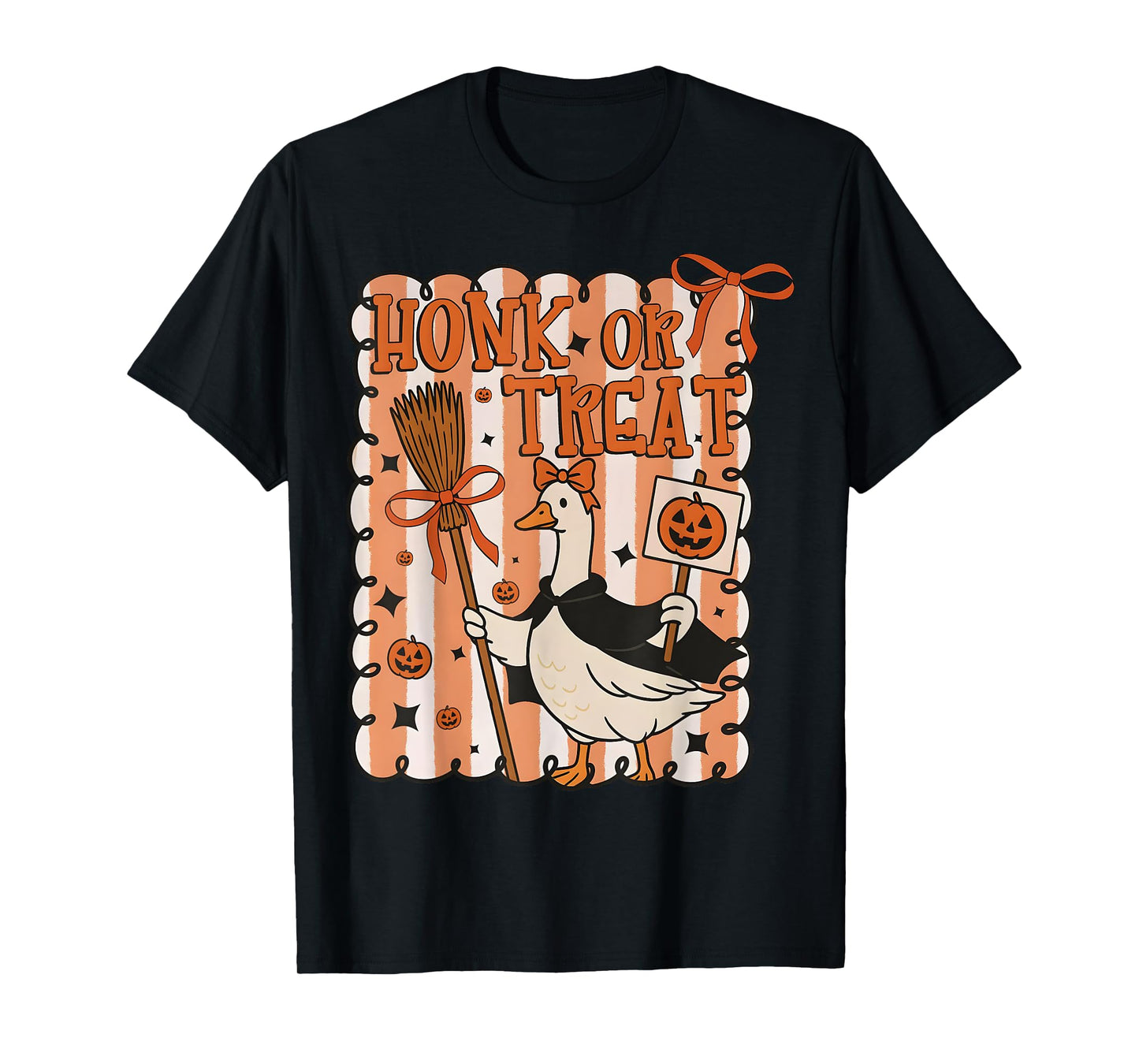 Coquette Goose Honk Or Treat Halloween Girly Spooky Goose T-Shirt