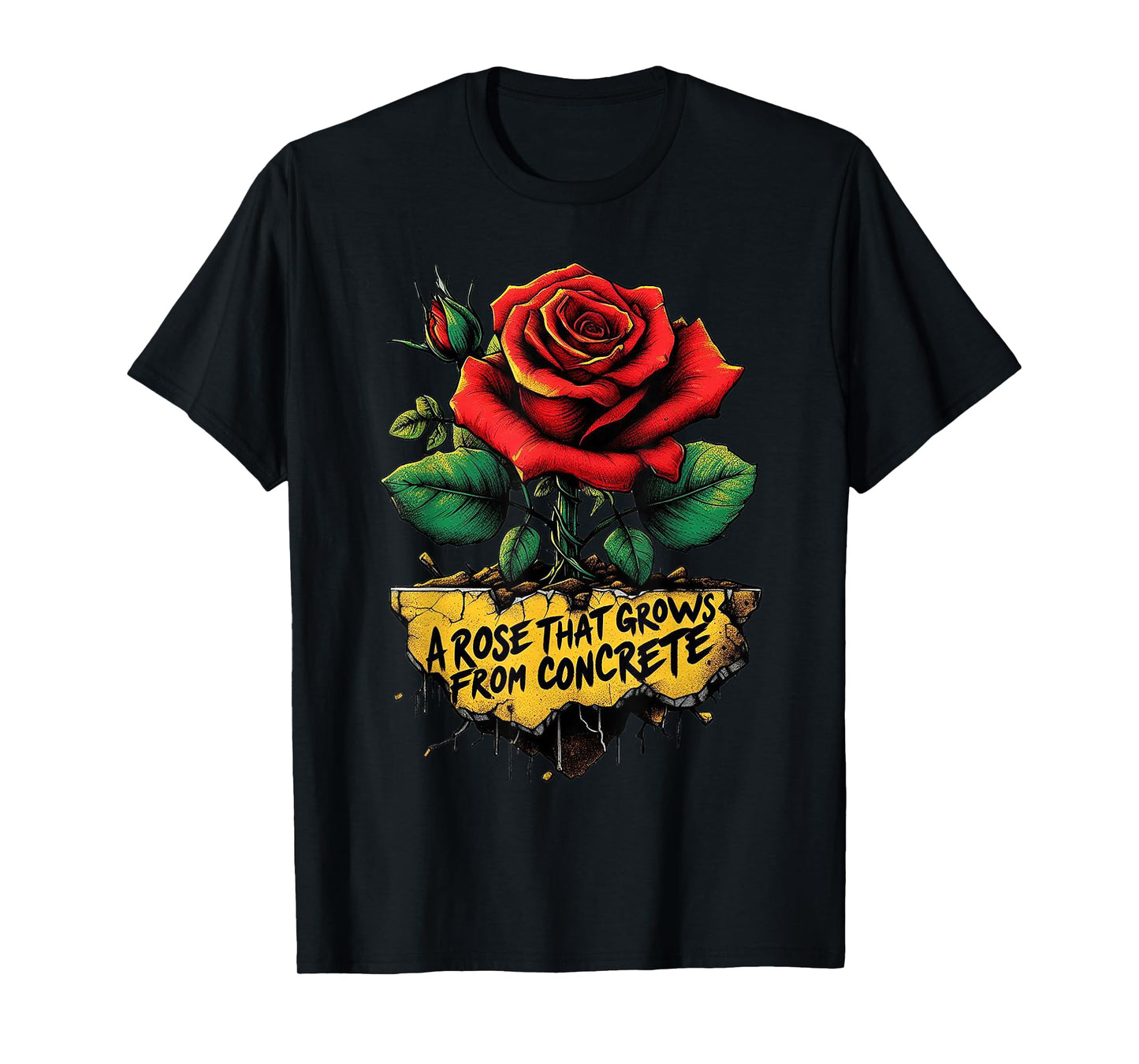 A Growing Rose Street Art Concrete Tattoo T-Shirt