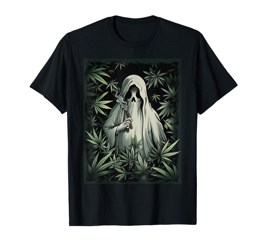 Halloween Ghost Smoking Weed 420 Stoner Cannabis Marijuana T-Shirt
