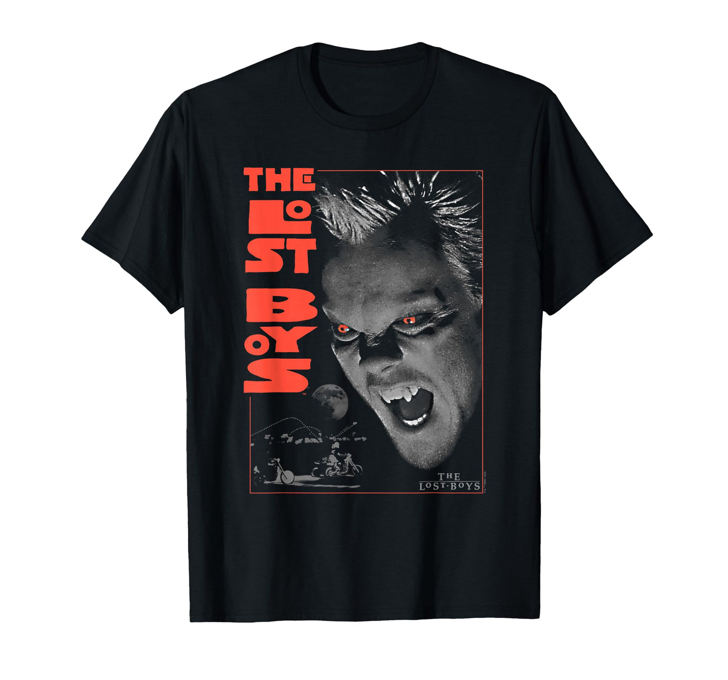 Warner Bros. The Lost Boys Fun to Be a Vampire Poster T-Shirt - Boys, Horror Enthusiasts, Halloween Lovers - Black - Unisex - Short Sleeve - Small