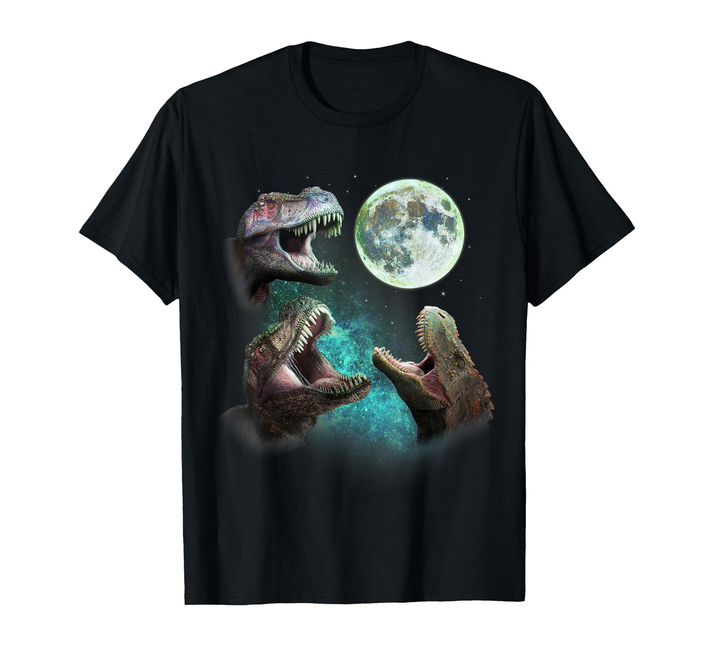 Three T-Rex Dinosaurs Howl At Moon 3 Wolves Parody T-Shirt