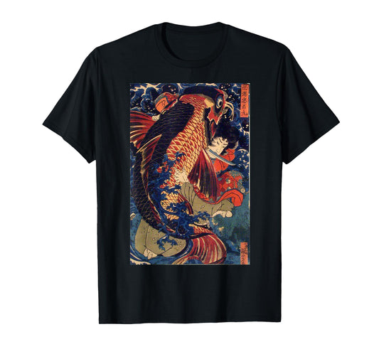 Fighting the Giant Carp Japanese Tshirt T-Shirt
