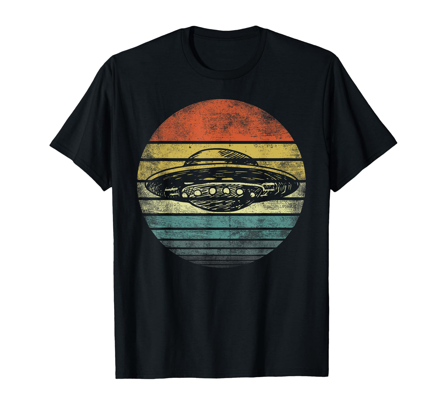 UFO Gifts Retro Sunset Funny Alien UFO Hunter Silhouette T-Shirt