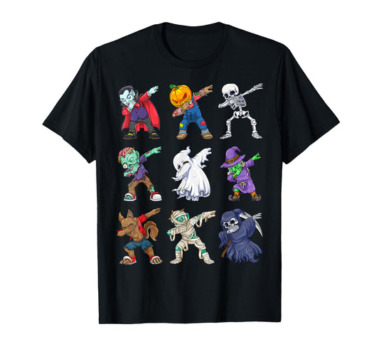 Dabbing Halloween Boys Skeleton Zombie Scary Pumpkin Mummy T-Shirt
