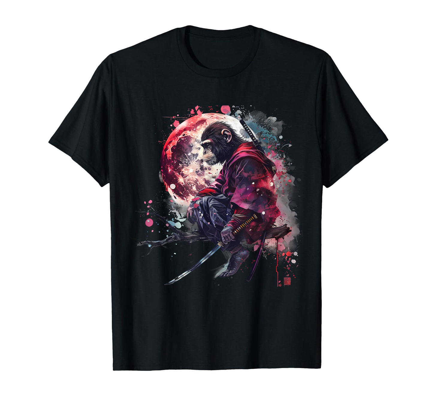 Samurai Monkey Japanese Ninja Monkey Anime Japanese Warrior T-Shirt
