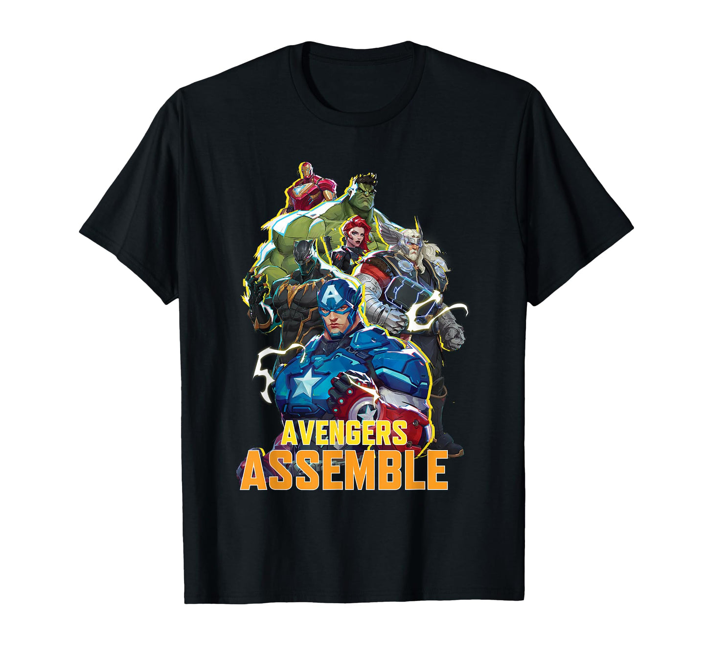 Marvel Rivals Avengers Assemble Electric Group Shot T-Shirt