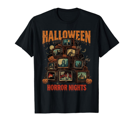 Halloween Horror Nights Retro Spooky TV Design T-Shirt