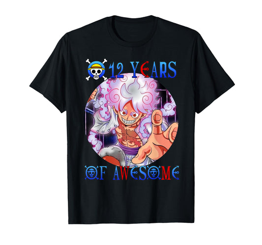 12 Years Of Awesome 12th Birthday Anime Birthday Theme T-Shirt