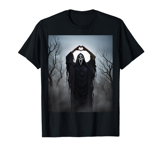Ghost Heart Hands Scary Face Horror Poster Halloween 2025 T-Shirt