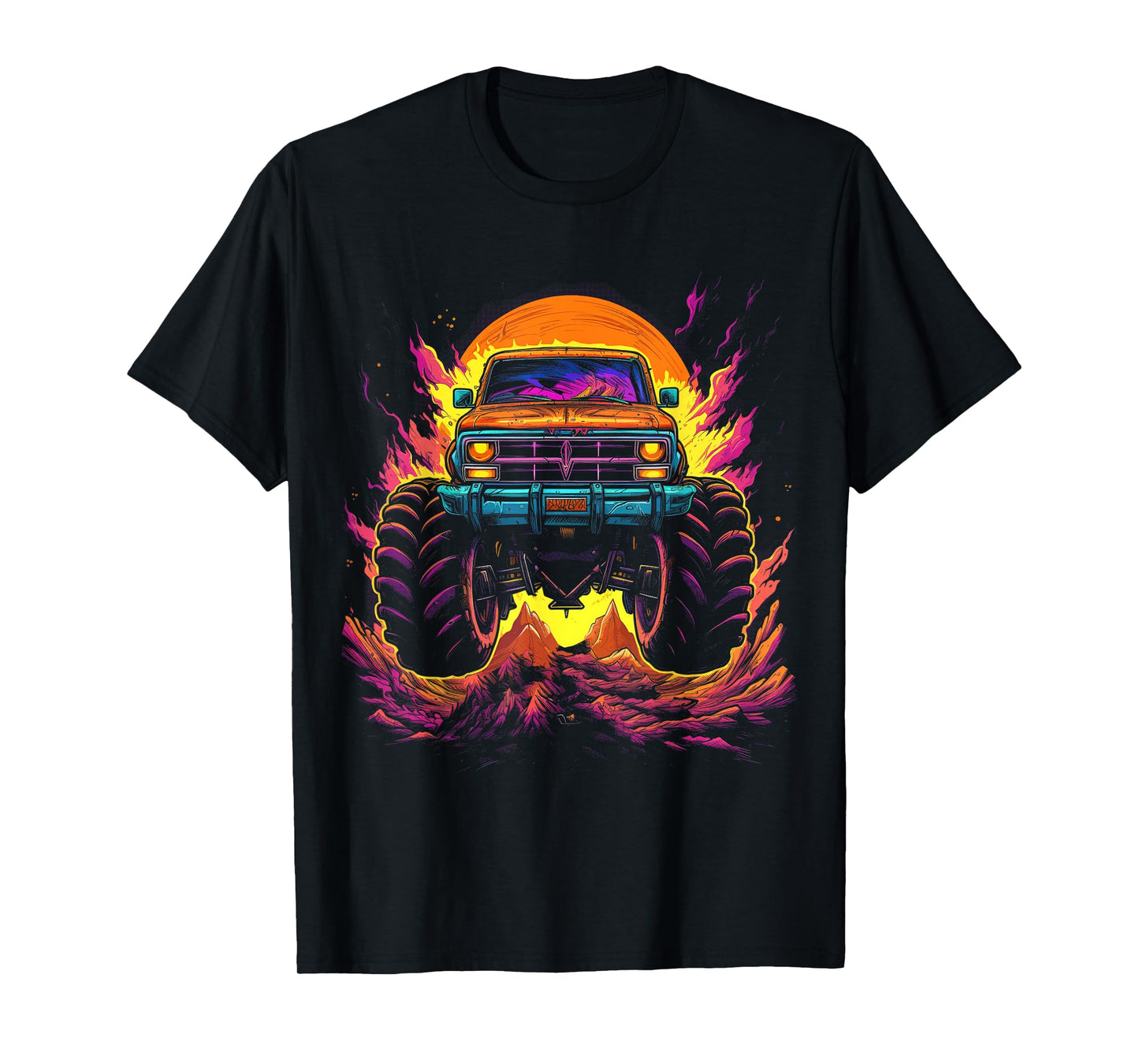 Retro Vintage Monster Truck Retro Sunset Monster Truck Boys T-Shirt