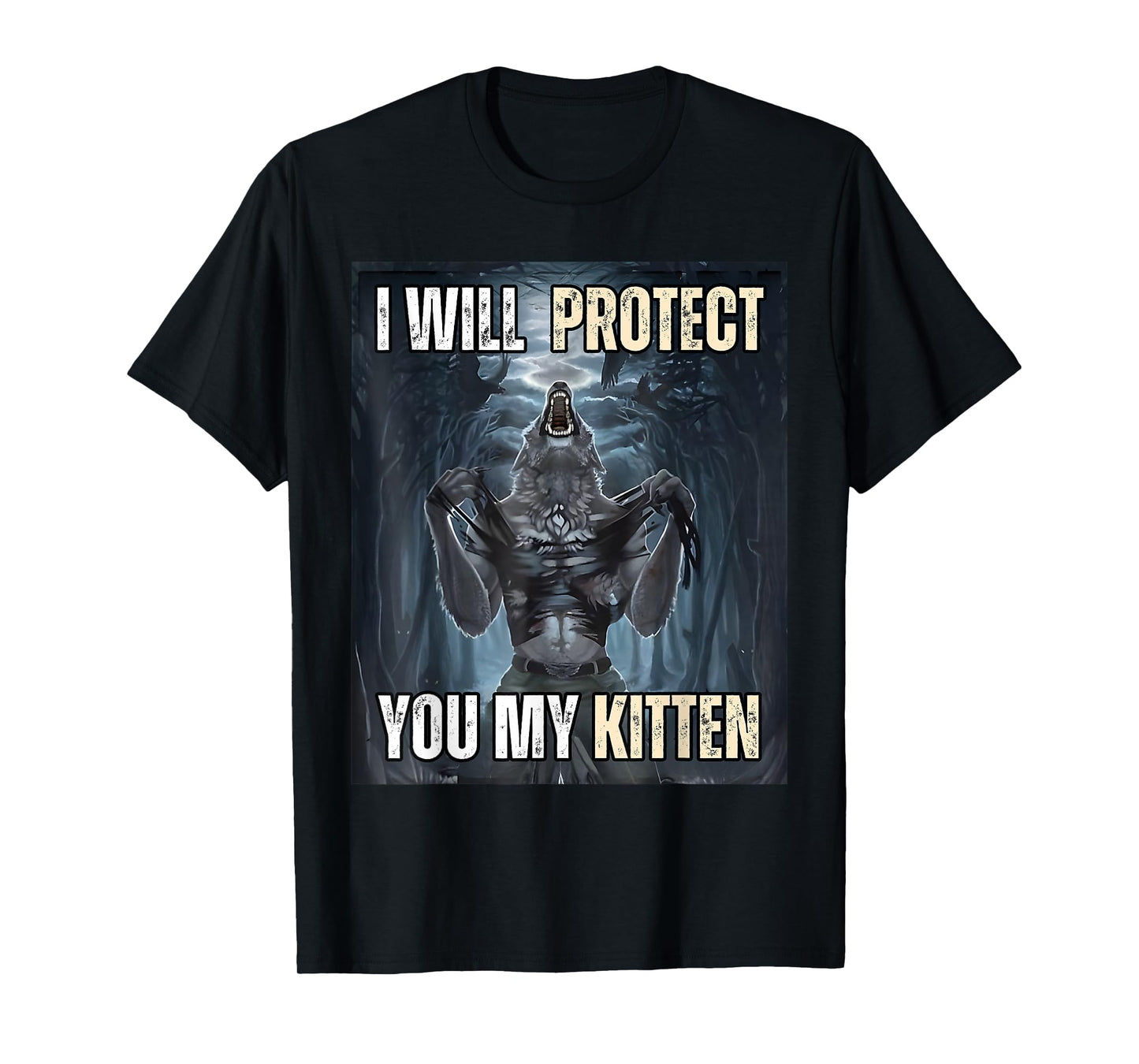I'll protect you my kitten T-Shirt, Small, Black