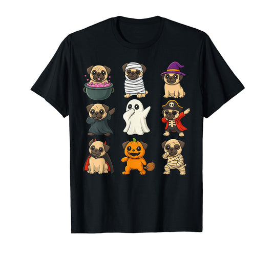Funny Pug Breed Pet Halloween Pumpkins Halloween Dog T-Shirt