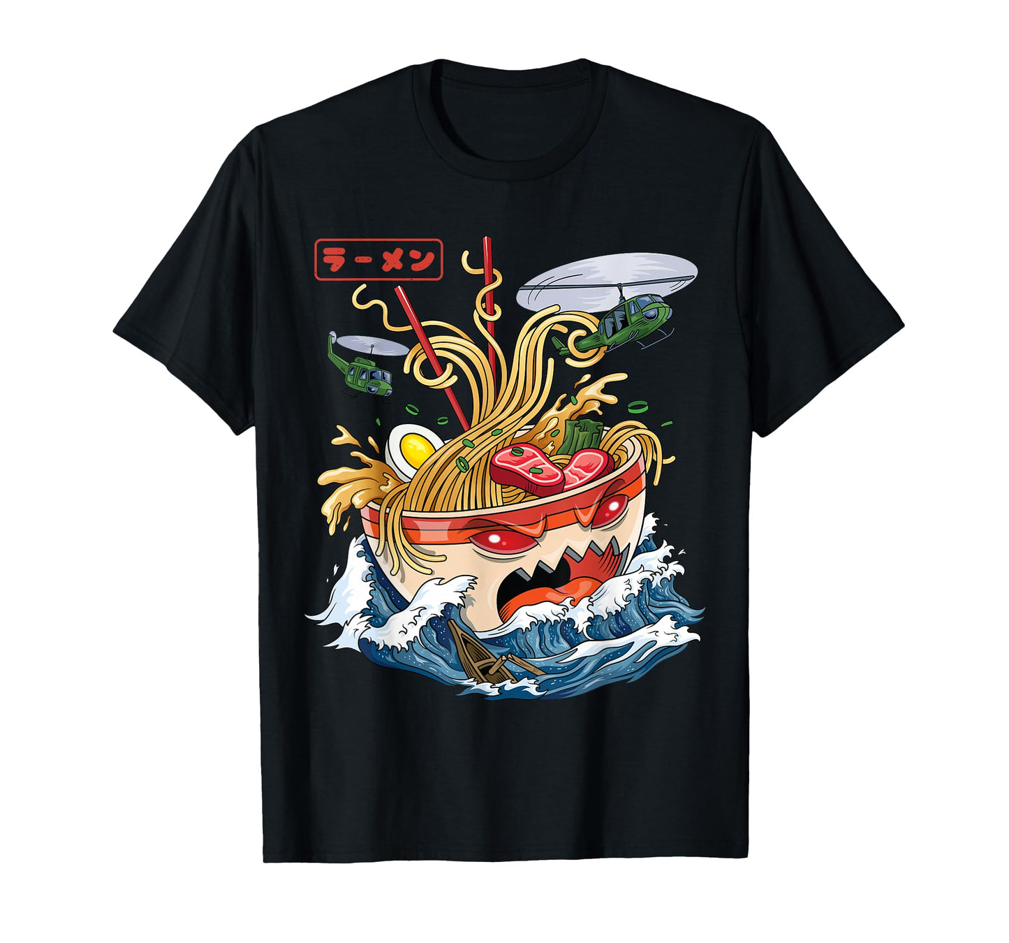 Great Ramen of Kanagawa Japanese Food Kaiju Kawaii Ramen T-Shirt
