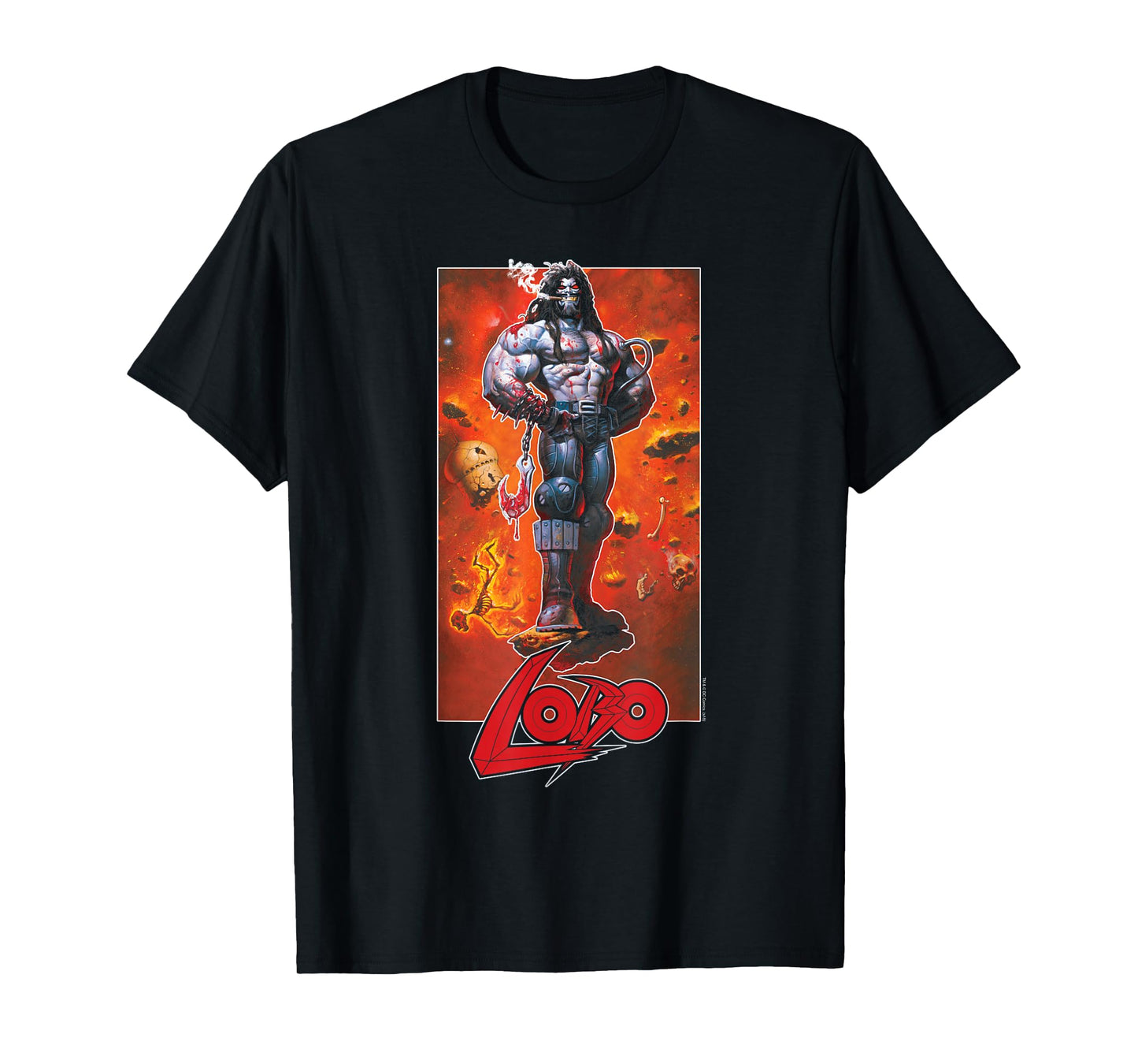 DC Comics Lobo Pose Unisex Adult Black Cartoon T-Shirt