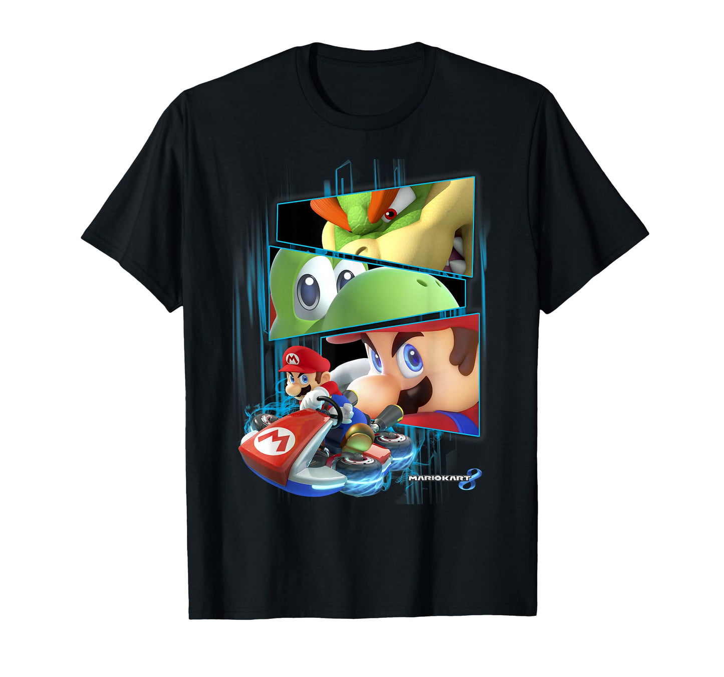 Nintendo Mario Kart 8 Yoshi Bowser Race Eyes Graphic T-Shirt T-Shirt