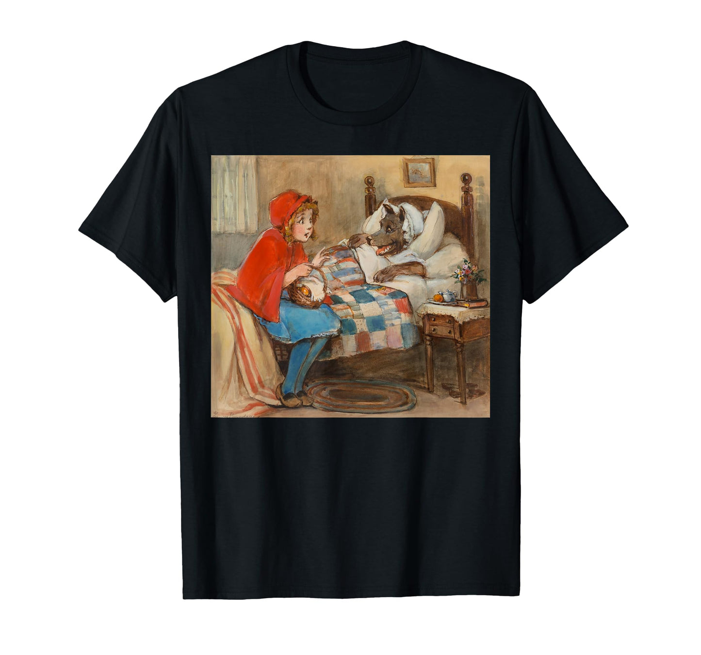 Retro Fairy Tale Grandma Bad Wolf Little Red Riding Hood T-Shirt