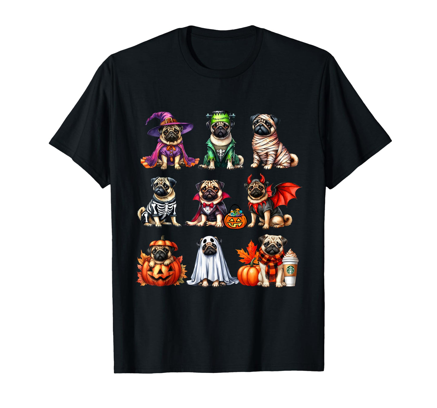 Pug Halloween Costume Spooky Ghost Pumpkin Pug Halloween T-Shirt