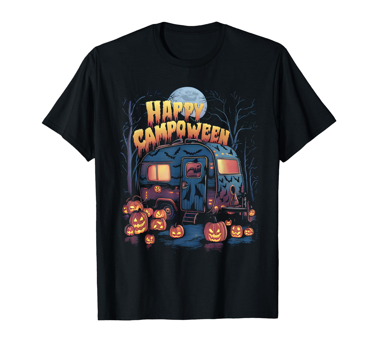 Happy Camp-O-Ween Halloween Camping Ghosts and Campfires T-Shirt