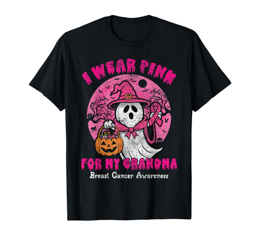 I Wear Pink For My Grandma Breast Cancer Awareness Ghost T-Shirt