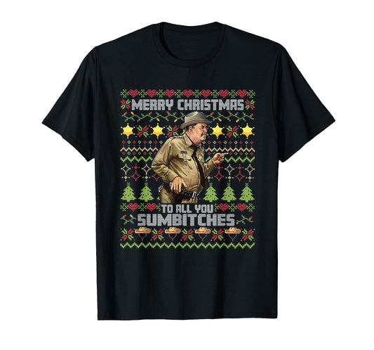 Funny Retro Sheriff Ugly Christmas Sweater Southern Humor T-Shirt