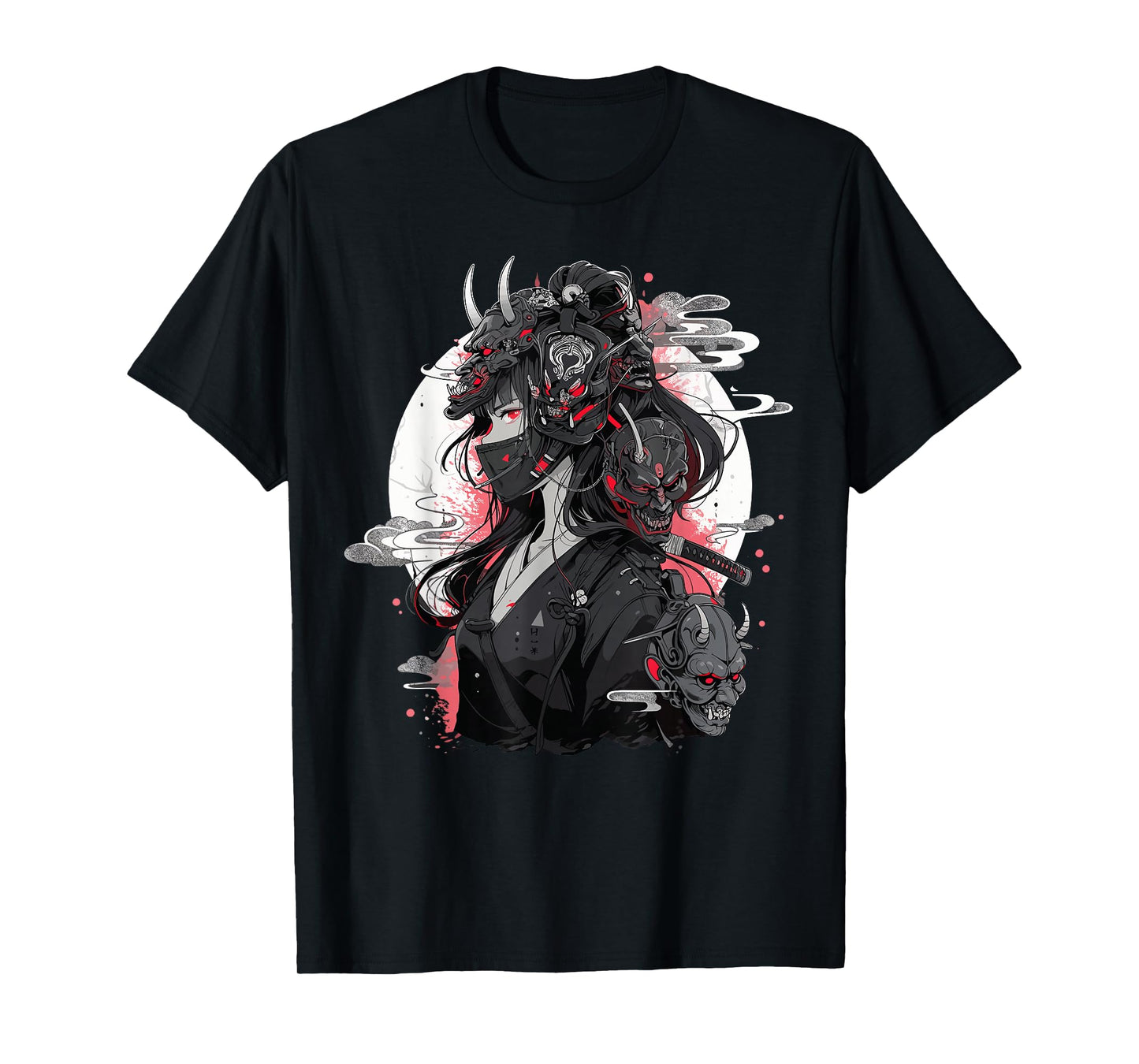 Anime Girl Gothic Waifu Japanese Kawaii Otaku Oni Mask T-Shirt