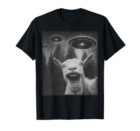 Funny Goat Selfie Alien UFO Gifts for Men Women Teen Boy Kid T-Shirt